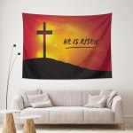 에스터 이벤트를 위한 상승 태피스트리 부활절 테마 십자가 배경 벽걸이 침실 벽 장식 거실 기숙사 48 L x 36 W T2-C0304 : 모코모코하우스