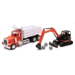 PETERBILT 덤프 트럭 오렌지 화이트 KX080 NEW 블랙 제작 바위 포함 32 : Guma moaShoppi