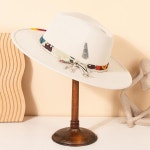 2025년 신상 서부 카우보이 승마 모자 펠트 투우 재즈 스타일 여성용 높은 챙 큰 따뜻한 레트로 캡 : 달콤푸딩