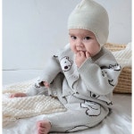 가을 겨울 롬퍼 귀여운 작은 곰 스웨터 라운드 칼라 점프수트 니트 의류 H4534 romper 66cm : 오두3