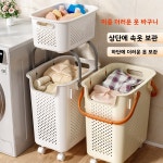 이중 레이어 세탁 바구니 좁은 틈 홈용 북유럽 스타일 고급스러운 디자인 수납 바퀴형 빨랫감 : 철새