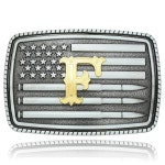 밴시 유토피아 벨트 버클 이니셜 레터 남성 웨스턴 - 실버 불릿 플래그 | 카우보이 카우 A : 더엠제이글로벌