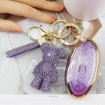 라인스톤 베어 참이 있는 스마트 키 여성용 포브 귀여운 케이스, TPU 커버, 레이슬산 DS-HE Black : 더엠제이글로벌