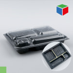 PP칸도시락 DL-S0318 검정 4칸 검정 세트 # : 대흥포장주식회사