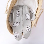 가을 겨울 롬퍼 귀여운 작은 곰 스웨터 라운드 칼라 점프수트 니트 의류 H4534 romper 66cm : 오두3