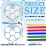 유월절 접시 공예 키트 12세트 준비하기 DIY 접시 키트 색칠하기 명절 공예품 및 페사흐 선물 홈 액티비티를 위한 나만의 유월절 공예품 만들기... 