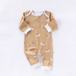 가을 긴 소매 라운드 칼라 코튼 롬퍼 만화 프린트 점프수트 잠옷 의류 H4492 dog 73cm : 오두3