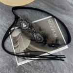 여성용 인조 모피 패치워크 PU 가죽 펑크 코르셋 허리띠 코트 장식용 와이드 J1652 : 파벳