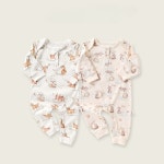 가을 긴 소매 라운드 칼라 코튼 롬퍼 만화 프린트 점프수트 잠옷 의류 H4492 dog 73cm : 오두3