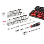 TEKTON 1/4인치 드라이브 12점 소켓 래칫 세트 레일 트레이 57피스 5/32 9/16인치 4 15mm SKT03302 : 엔루트