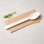 펄프 숟가락 친환경 일회용 Y-012 화이트 수저 스푼 100개 : 더원패키지