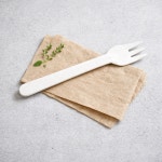 친환경 펄프 포크 일회용 Y-011 백색 디저트 포크 100개 : 더원패키지