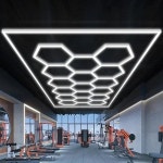 육각형 LED 조명 차고 조명 슈퍼 브라이트 자동차 디테일링 천장 이발소 워크샵 체육관 지하실 자동차 맞춤형 110V 220V : 제스112