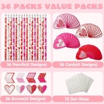 조이인 36팩 발렌타인데이 우 펜슬 카드, 교실 선물 교환 시 파티 혜택, 귀여운 문구류 장난감 게임 경품 제공 cool : Amazing005