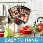 러스틱 루스터 오븐 미트와 냄비 홀더 세트 내열성 4Pc 냄비 홀더 오븐 장갑 핫 패드 주방 베이킹 요리 그릴 바비큐용 : 딜리고픽업