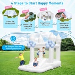 작은 화이트 바운스 하우스, 볼 피트가 있는 작은 바운스 하우스, 슬라이드 송풍기가 있는 바운시 , 9 5피트 L x 6피트 W x 7 9피트 H, 3-6세... 