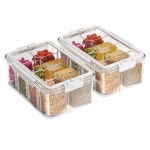 뚜껑이 있는 이앤펫 2팩 분할 조미료 휴대용 용기 8칸 상자 서빙 스낵 트레이 2L : 해직사