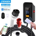 IPENGEN 22KW EV 충전소 3상 32A 전기 자동차 차량용 Type2 IEC62196 2 Wallbox APP 제어 5m 케이블 : 반월스토어9