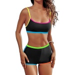 앤지오멜로 하이웨이스트 비키니 여성용 세트 투피스 배 조절 수영복 적당한 반바지 청소년용 : 다온결1