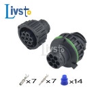 2 세트 7 핀 웨이 Tyco Amp Bu-Ste Kpl 원형 Din 하우징 커넥터 수 암 1.5MM 소켓 플러그 968421-1 967650-1 1718230-1 : 백이십플렉스