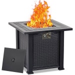 피트, CSA 상장 야외 뚜껑 및 용암 암석이 있는 50,000 BTU 강철 테이블, 파티오용 보온성을 위한 스테인리스 스틸 버너 블랙 : 형제-스토어