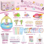 3-12세 소녀용 꽃 공예 키트, 120개의 천 꽃잎이 있는 DIY 꽃다발 제조기, 14장의 인사말 카드, 선물 포장, 꽃병 및 보관 가방, 창의적인 예술... 