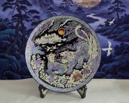 나전칠기 원형 쟁반 자개 공예 쟁반 쌍호랑이 접시장인 자게 APEC 에이팩 애이펙 선물 : 혜일공예