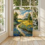 자연 초원 꽃 풍경 잊지 마세요 캔버스 아트 포스터 유화 인쇄 거실 홈 장식 : 반월스토어8