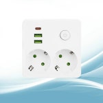 화이트 미니 소형 휴대용 벽면 콘센트 EU 플매트 카펫 러그 전원 소켓 1xPD 2xUSB 1x스위치 가정 사무실 대학 기숙사용 : 루베인
