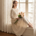 빅사이즈 여성 A라인 플레어 롱원피스 D121-3 차무트 봄가을용 : 배꼽7