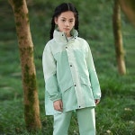 모어스타 레인코트 상하 세트 소매 레인 포 소년 방풍 폰초 탄력 소녀 호환 투명 방수 수트 창 책가방과 하이넥 gr n bla  X Large... 