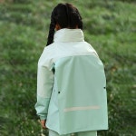 포 메모리 레인코트 상하 하이넥 수트 폰초 레인 창 소년 세트 투명 탄력 방풍 책가방 학교 방수 소매 소녀 gr n X Large : 주니안스토어1011