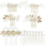 시나시 25팩 반짝반짝 빛나는 골드 진주 금속 결혼식 신부 메탈 헤어 사이드 U자형 클립 : 라라랜드뷰티샵