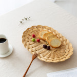 플레이팅접시 라탄 내추럴 원형 트레이 홈카페 디저트 과일 접시 : 이소품