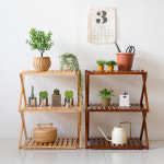 쿠쿠마 3단 원목선반 접이식 선반장 다용도 정리 우드쉘프 화분 베란다 : 이소품