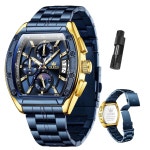 페이스 스테인리스 스틸 클래식 방수 아날로그 쿼츠 손목 데이트 다기능 크로노그래프 드레스 렐로예스 파라 홈브르 G3661-Black : 무드테라스샵