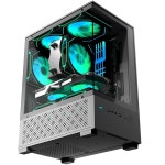 ATX 케이스, MATX, ITX PC 케이스, 120mm 팬 2개 사전 설치, 뷰 강화 유리 전면 및 측면 패널, 블랙 : 준트렌드