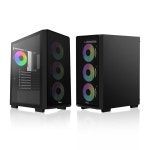 감마 C60 BK AGB 미드 타워 ATX 게이밍 PC 케이스, 4개의 사전 설치된 AGB 팬, 측면 뷰, 완전 환기 공기 흐름, 마그네틱 먼지 필터, 최대... 