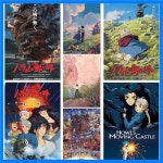 스튜디오 지브리 하울 움직이는 성 포스터 미야자키 하야오 캔버스 아트 홈 바 또는 카페 벽을위한 복고풍 장식 : 더비타코어