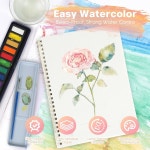 초급 수채화 워크북 키트, 12색 팔레트와 2개의 브러시가 포함된 멀티 테마, 및 프리미엄 출혈 방지 종이 아트 세트, 창의적인 탐험 선물을 위한... 