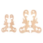 2Pcs 꽃 나무 Applique 코너 Onlay DIY 나무 조각 코너 가구 벽 벽난로 장식 도색되지 않은 나무 조각 데칼 : 베뜨몽