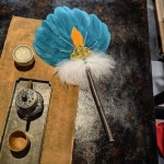 선녀부채 깃털 웨딩소품 레드 깃털부채 파티 공연소품 선녀 1 국색방화선자죽병 거치대 미포함 : 고흥상회3호점