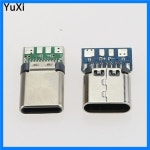 10pcs USB 3.1 유형 C 커넥터 남성 여성 소켓 콘센트 어댑터 솔더 와이어 케이블 24/14 핀 지원 PCB 보드 포트 잭 : 더헤븐하우스