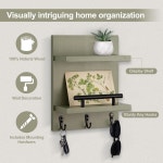 홀더 마운트 3 가 있는 우편 선반 장식 입구 복도용 다용도 목재 정리함 20 26 25 10 6인치 세이지 그린 : 루벨로컴퍼니