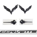 가오리 2014-2019 깃발 후면 5pc c7용 범퍼 명판 코르벳 데칼 인서트 엠블럼 블랙) 스티커 & 전면 c7 십자가 배지 (글로스 편지 3d : 포워드SIX
