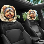 2개 귀여운 요크셔 테리어 자동차 머리 받침 커버, 세탁 가능, 신축성 있는 디자인, 모든 계절에 적합, 일상 장비 액세서리 : 더미래라이프