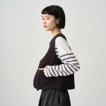 ORCIVAL 오르치발 / Womens Cotton Polyester Jacquared Collarless Best / 2컬러 / #OR-A0782 CJQ-R : 재패니네