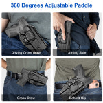 호환  Glock G1919XGen 3 4 5 Glock 23Gen 3 4 OWB 홀스터 레벨 II 고정 360도 조절 패들 백 오른쪽왼쪽에 적합 : 모아모두투