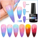 Mtssii-골드 글리터 써멀 네일 폴리시 젤 7ML, 온도 색상 변경 반영구 UV 광택젤 : serase9
