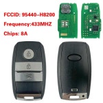 CN051266 애프터마켓 3버튼 정품 스마트 리모컨 키 8A 칩 433Mhz FCC 95440-H8200 키리스 고 기아 리오 스토닉 2022용 : 달봉상사